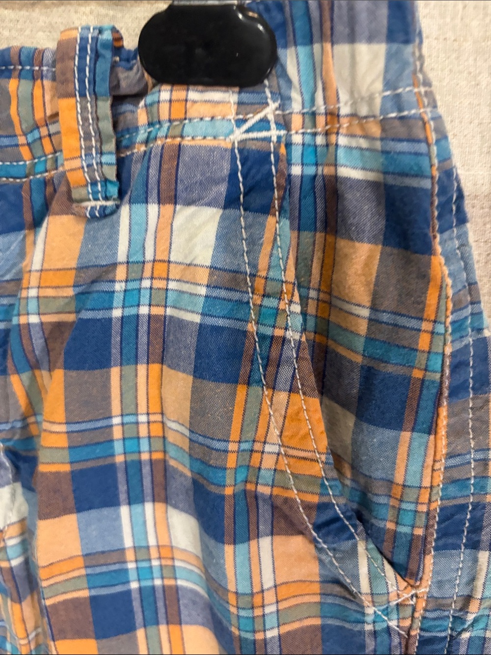 GAP Blue & Orange Plaid Cargo Shorts 100% Cotton - Picture 6 of 8